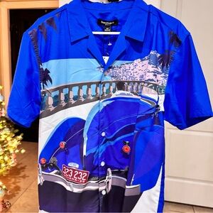 Vibrant Blue Scenic Men's Casual Shirt